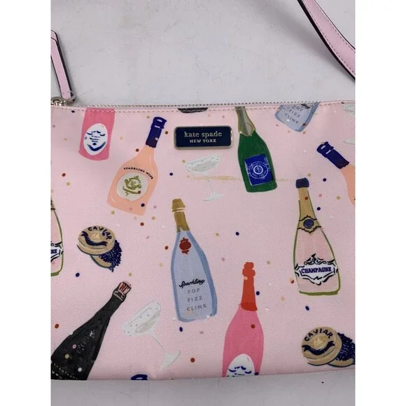 Kate Spade Triple Gusset Crossbody DOWN CHAMPAGNE NWT Blemished - Picture 5 of 13